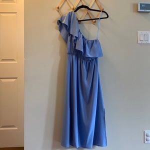 Club Monaco one shoulder blue silk dress size 4